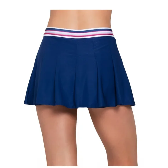 Lucky in Love Navy Skirt with Striped Waistband - Picture 3 of 12
